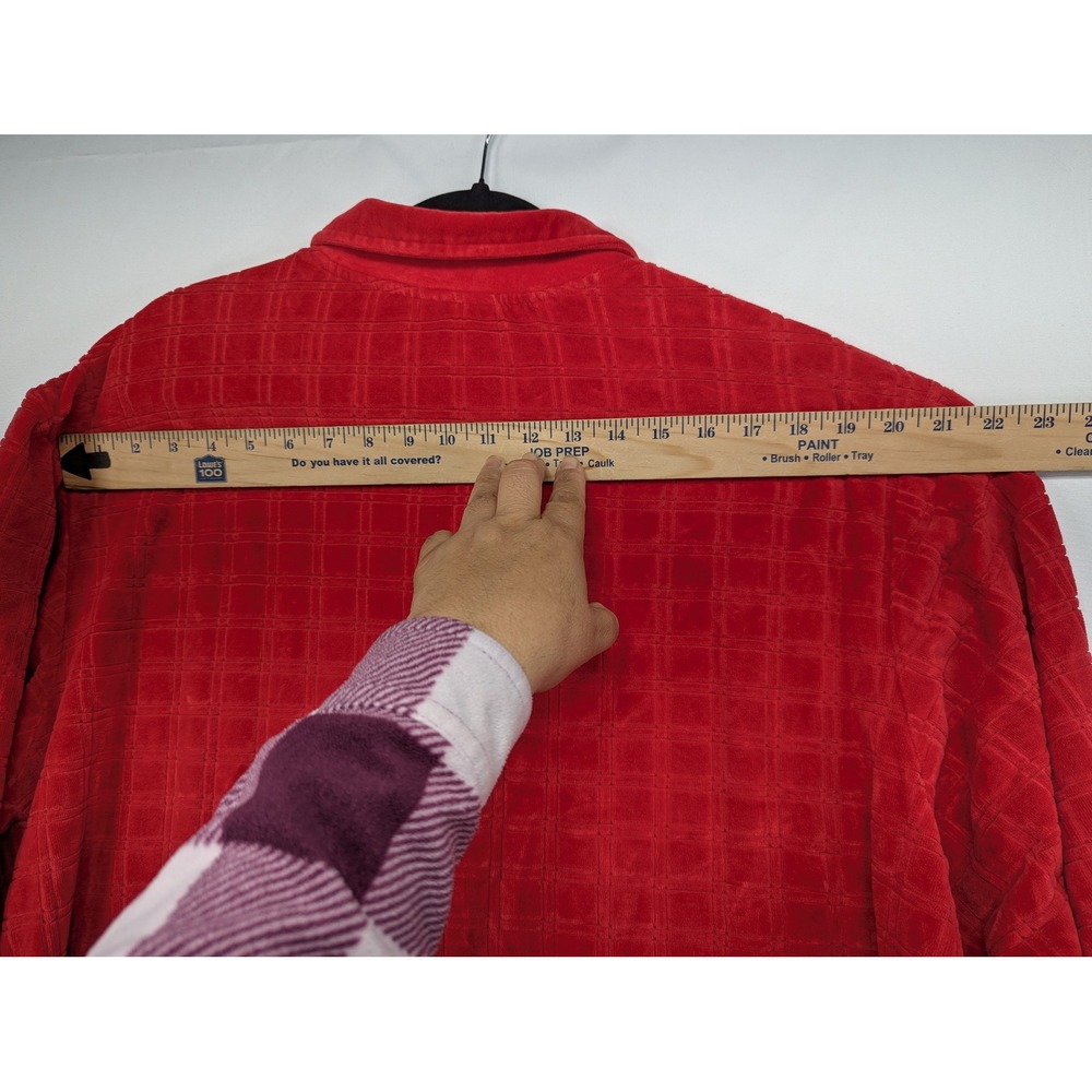 Capistrano Womens Red Textured Grid Velour‎ Button Front Shirt Plus Size 22/24 - Picture 9 of 10